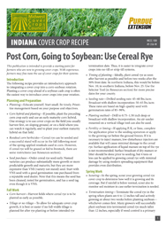 Indiana Cover Crop Recipe: Post Corn, Going to Soybean: Use Cereal Rye
